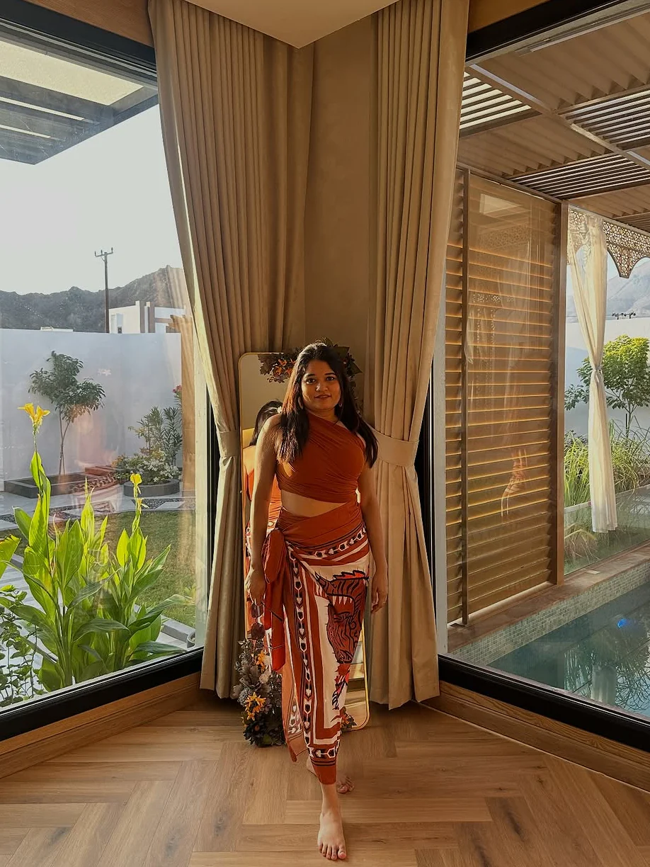 Kairo Luxe Swimsuit with Sarong Skirt In Rust - Image 3