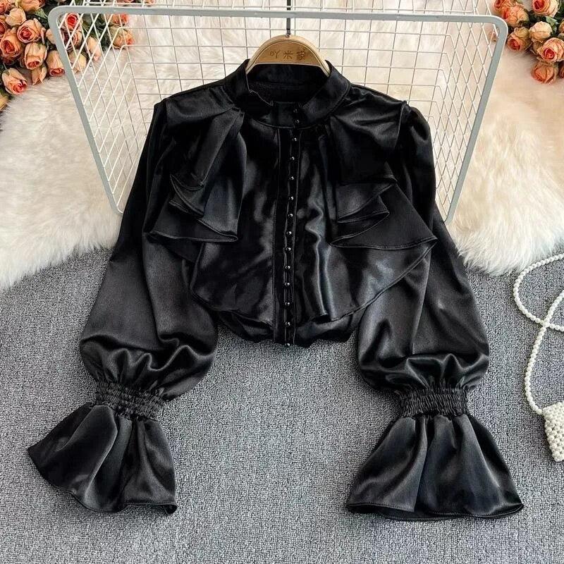 Kale Ruffled Satin Blouse - Image 2