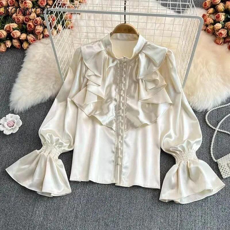Kale Ruffled Satin Blouse - Image 3