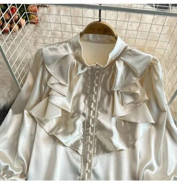 Kale Ruffled Satin Blouse - Image 4