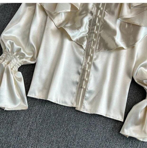 Kale Ruffled Satin Blouse - Image 5