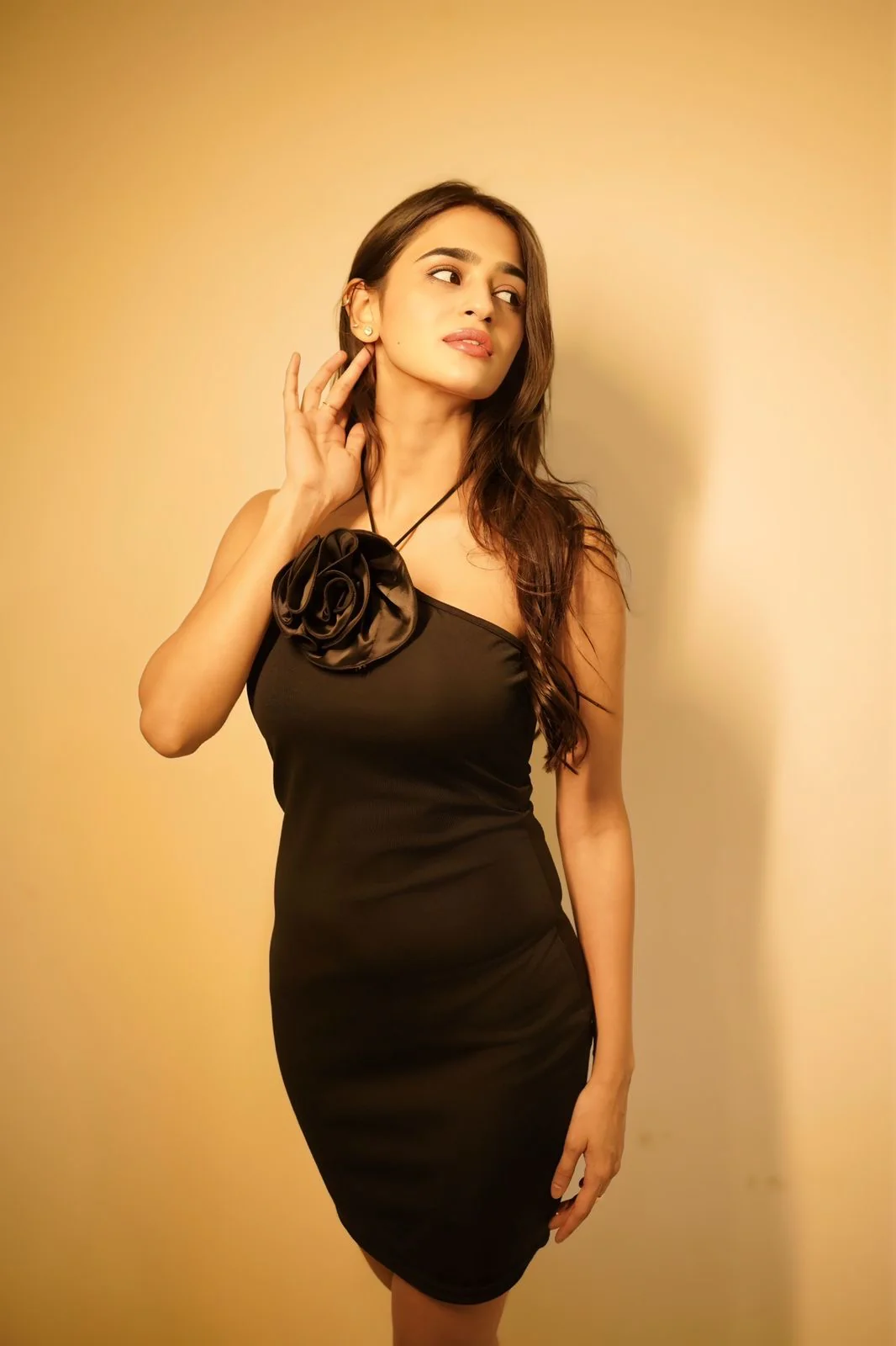 Kassey Black Rosette Dress In Black - Image 3