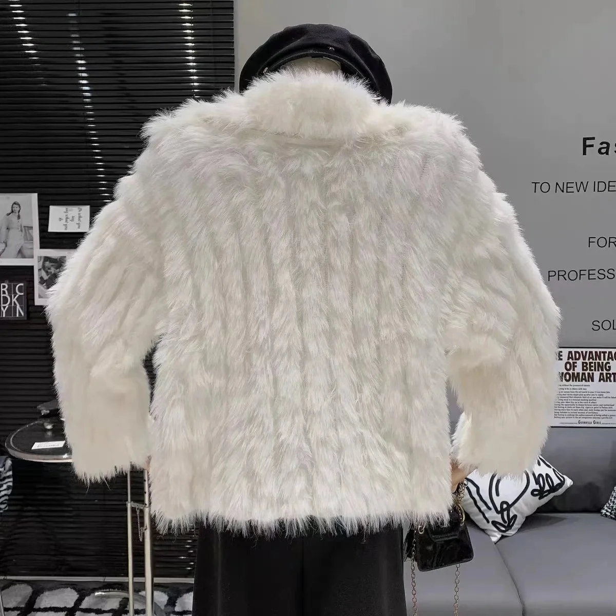 Kaya Cute Woolen Fur Sweater with Buttons - Image 4