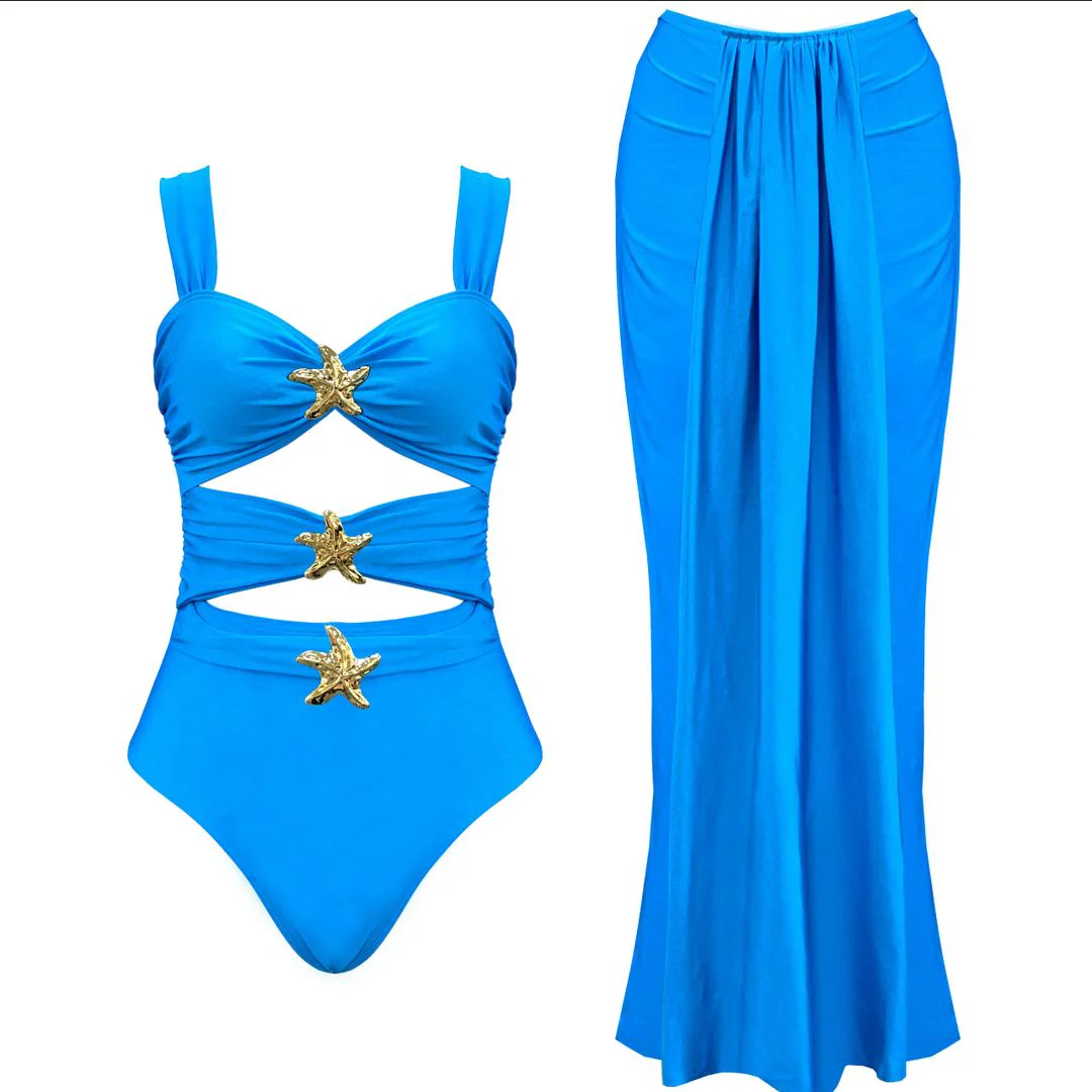 Kaylee Swimsuit With Skirt In Royal Blue - Image 2