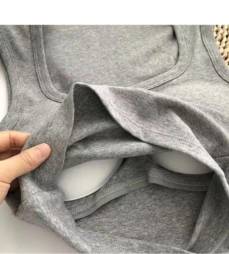 Kelly Tank Tops with Inbuilt Bra In Grey - Image 2