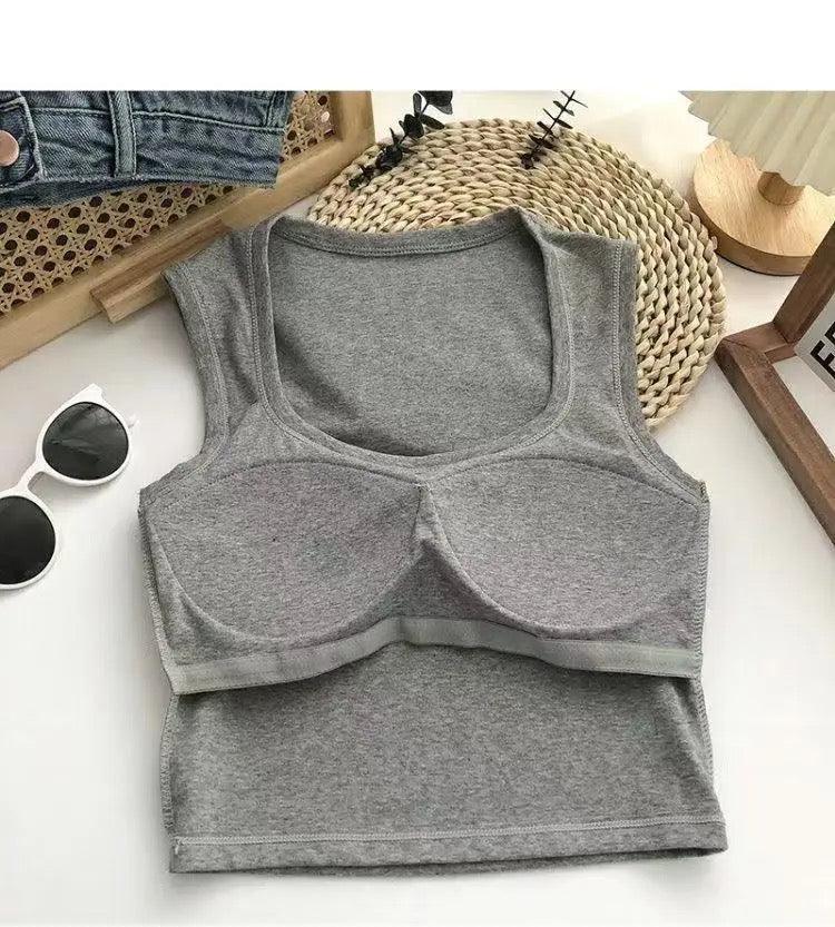 Kelly Tank Tops with Inbuilt Bra In Grey - Image 3