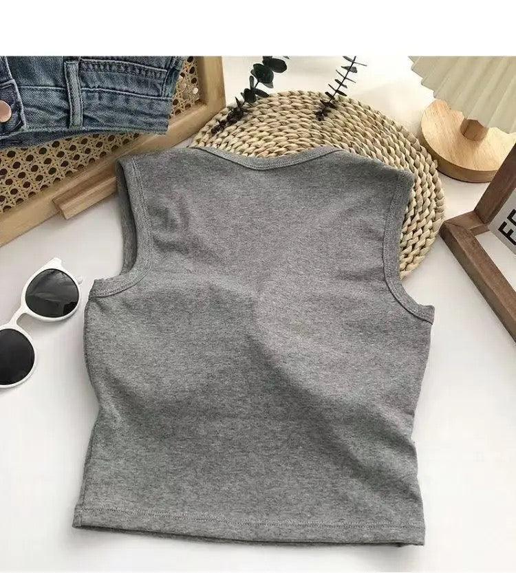 Kelly Tank Tops with Inbuilt Bra In Grey - Image 4