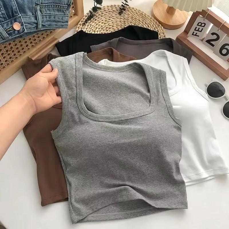 Kelly Tank Tops with Inbuilt Bra In Grey - Image 5
