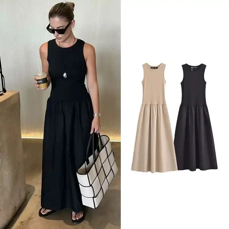 Keya Drop Waist Midi Dress In Beige - Image 2