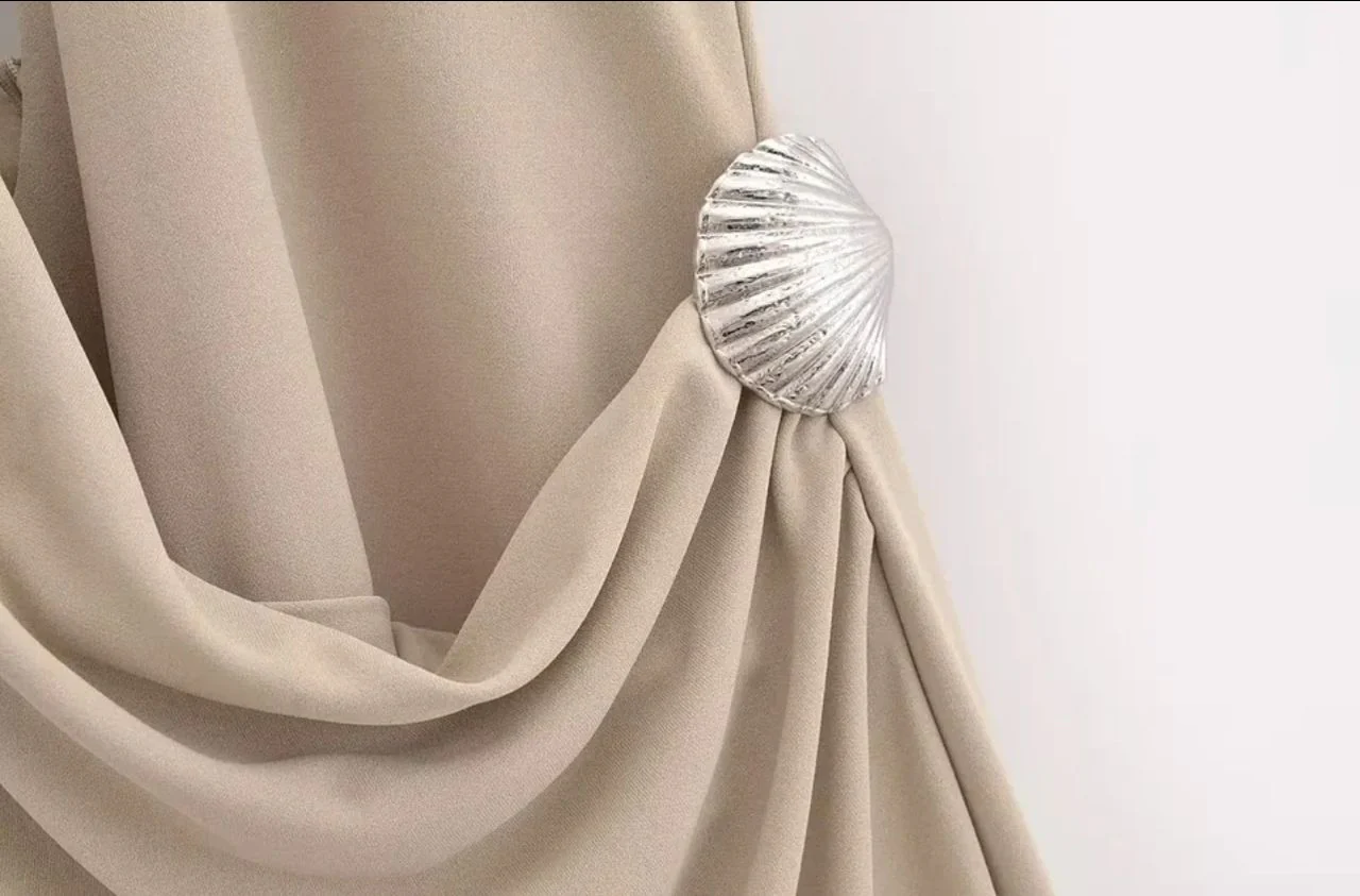Kia Halterneck Maxi Dress In Beige - Image 4