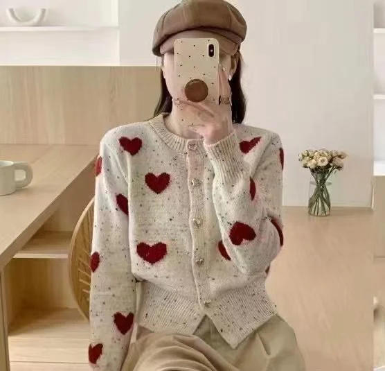 Kiana Cute Woolen Sweater with Heart Detail - Image 2