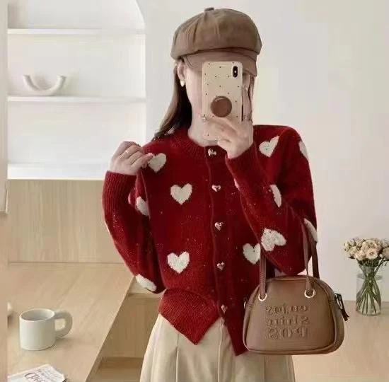 Kiana Cute Woolen Sweater with Heart Detail - Image 3