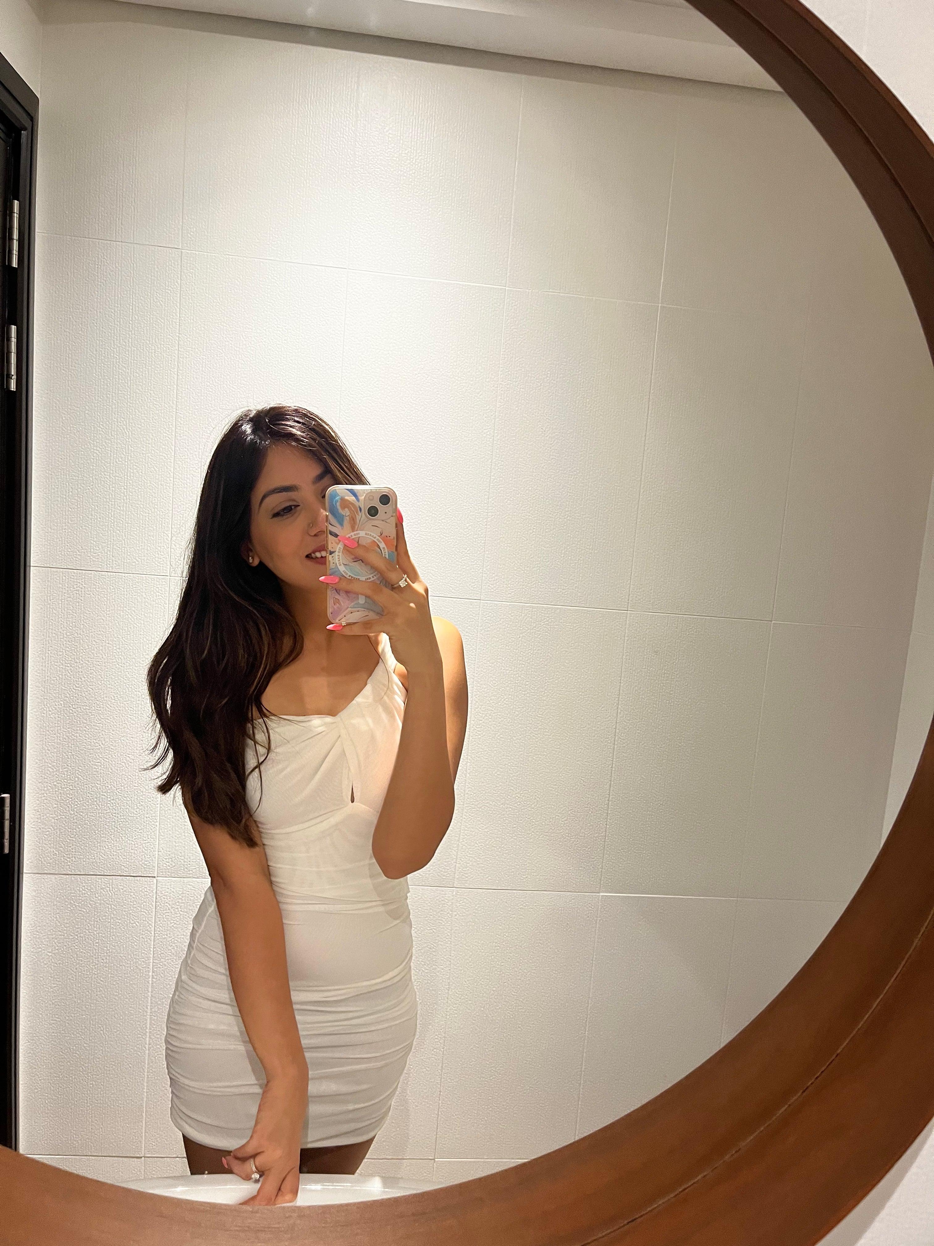 Lasa Ruched Mini Bodycon Mesh Dress - Image 8