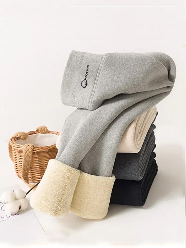 Lateno Premium Fleece Leggings In Light Grey - Image 4