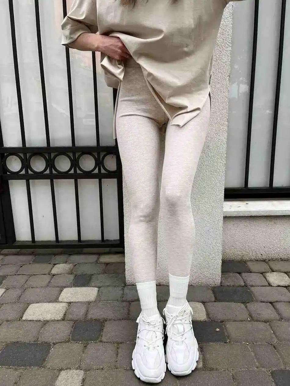 Lateno Premium Fleece Leggings In Black - Image 4