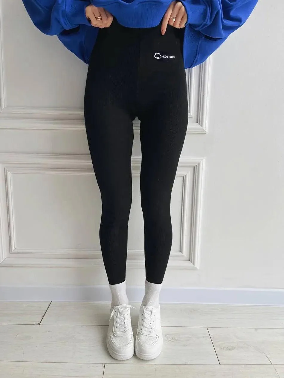 Lateno Premium Fleece Leggings In Black - Image 7