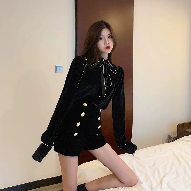 Laurie Luxe Velvet 2 Pc Set - Set of Top and Shorts - Image 2