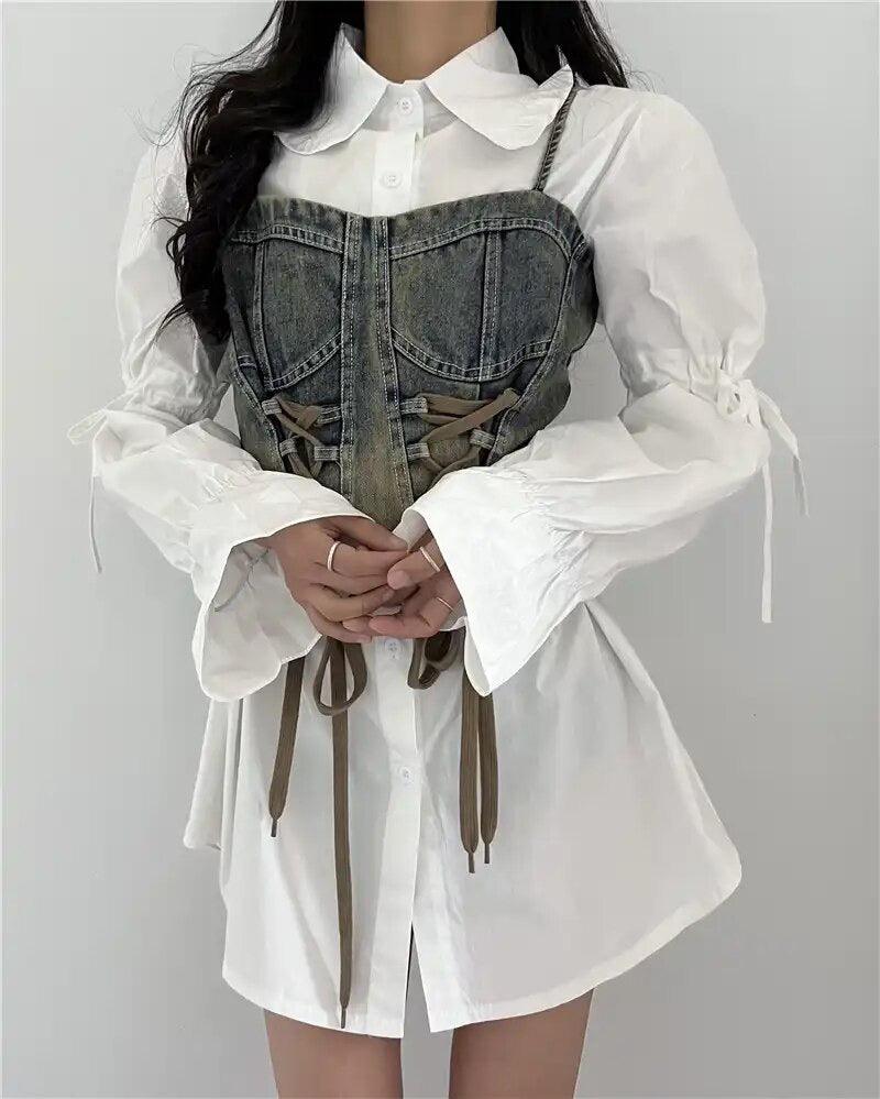 Lea Luxury Corset Top with Shirt - Image 6