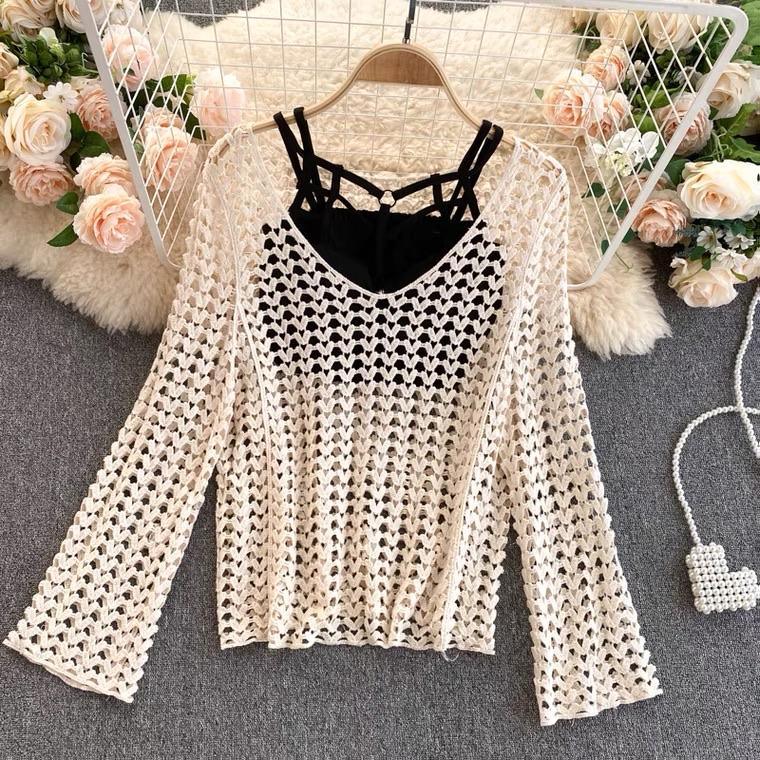 Lebanon Crochet 3 Pc Set - Resortwear In Beige - Image 3