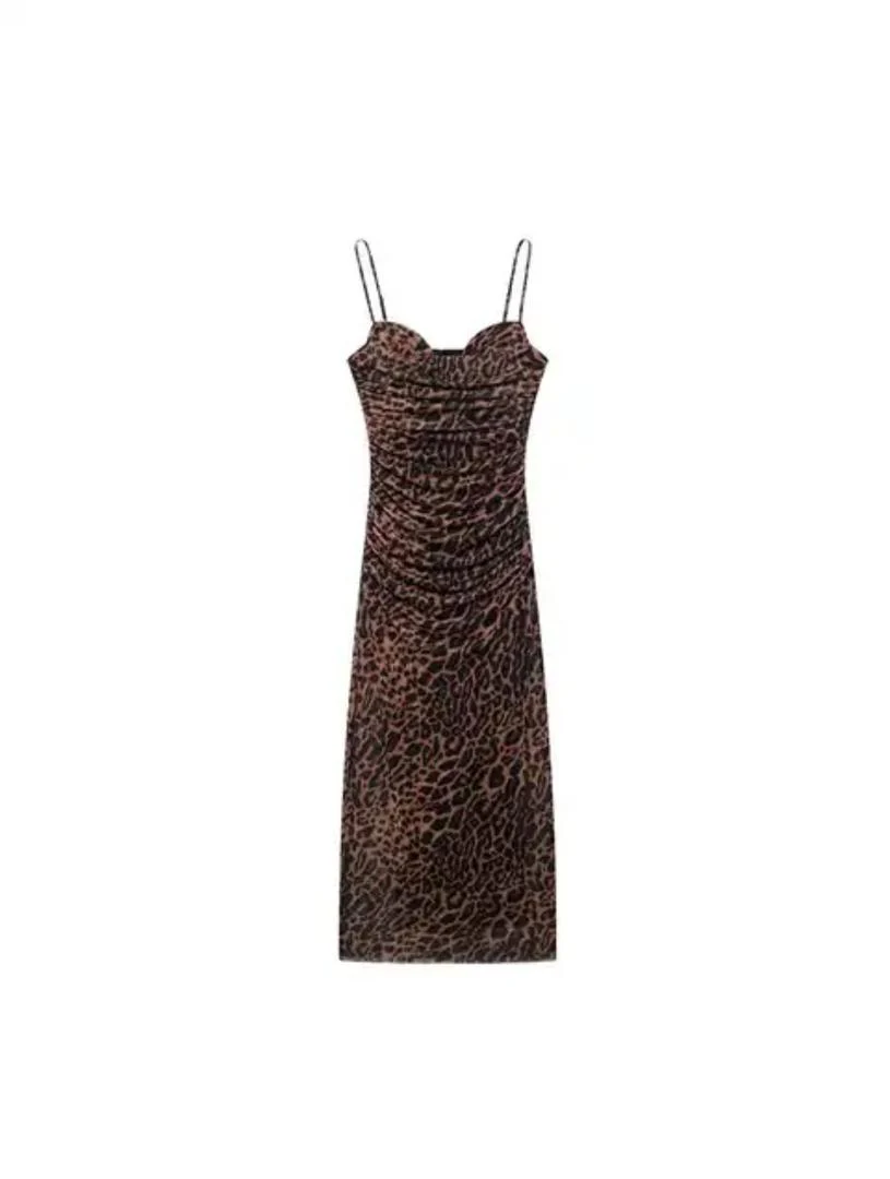 Leopard Print Bodycon Midi Dress In Brown - Image 6