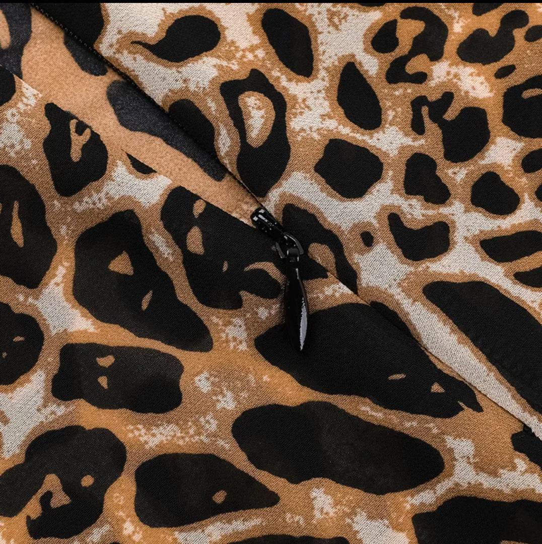 Leopard Print Swimsuit With Skirt In Brown - Image 6