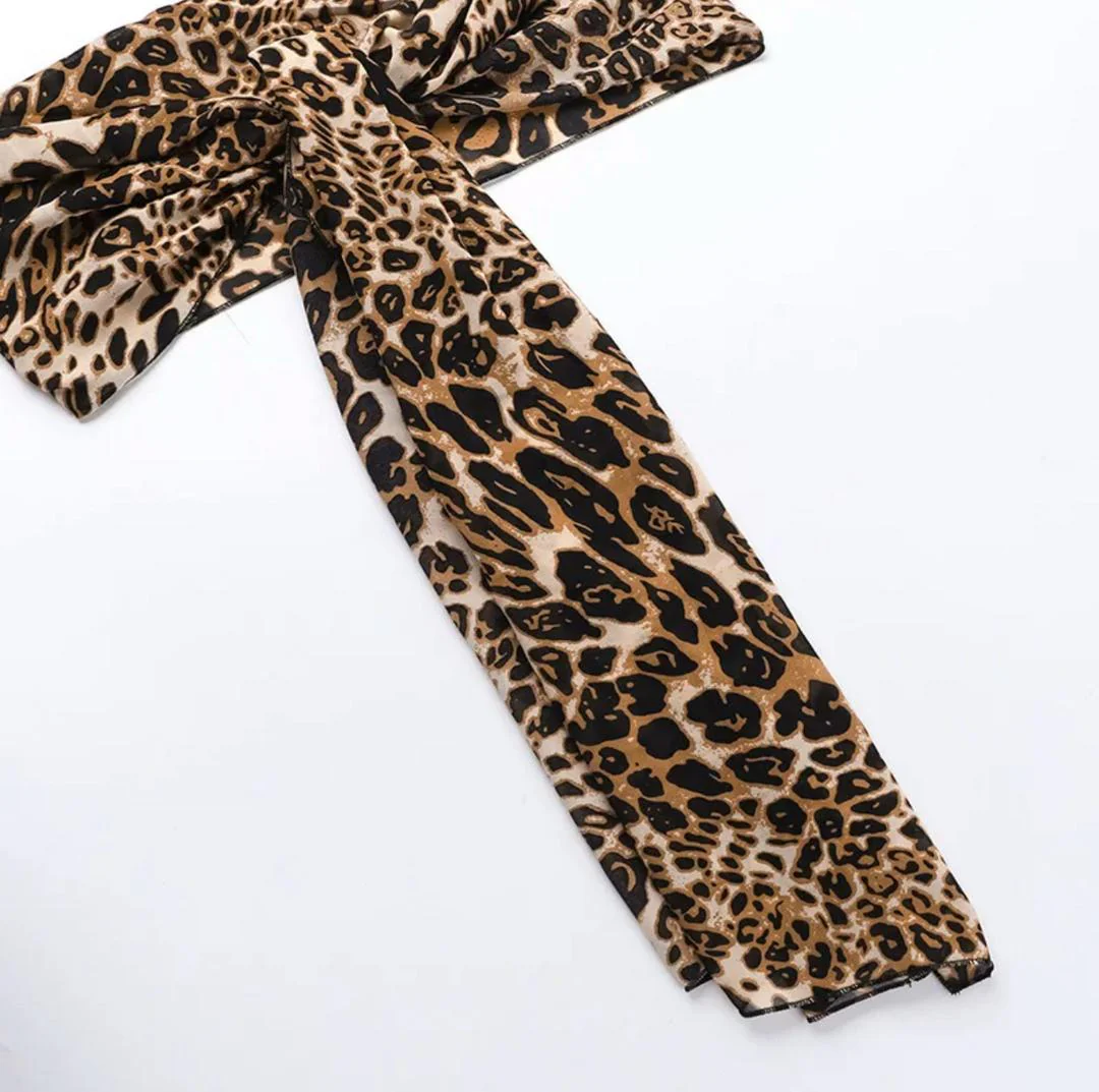 Leopard Print Swimsuit With Skirt In Brown - Image 7