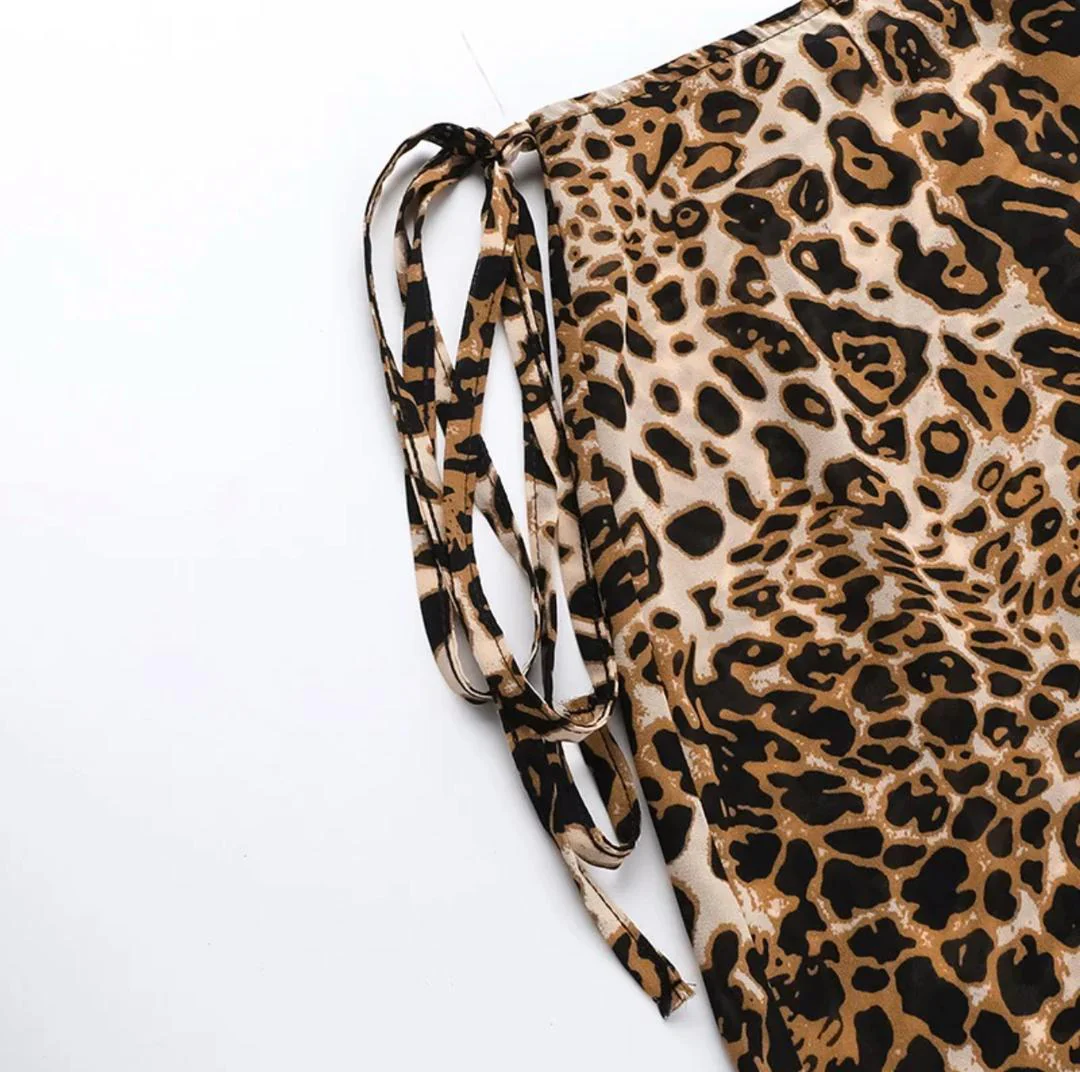 Leopard Print Swimsuit With Skirt In Brown - Image 8