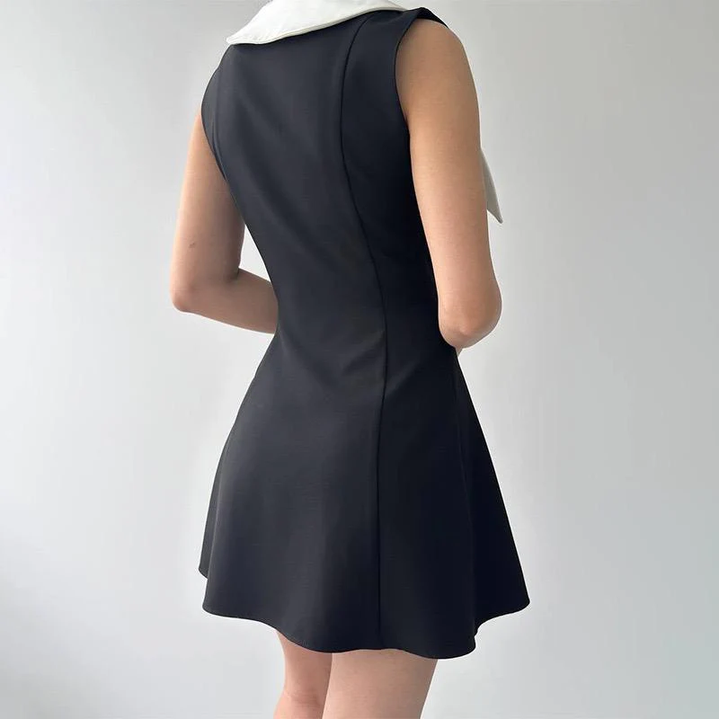 Leriya Luxe Collar Mini Dress In Black - Image 7