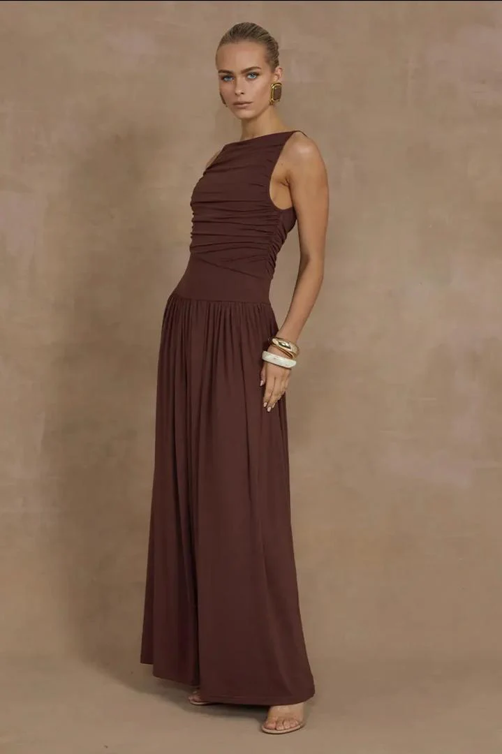 Libya Statement Maxi Dress In Maroon - Image 3