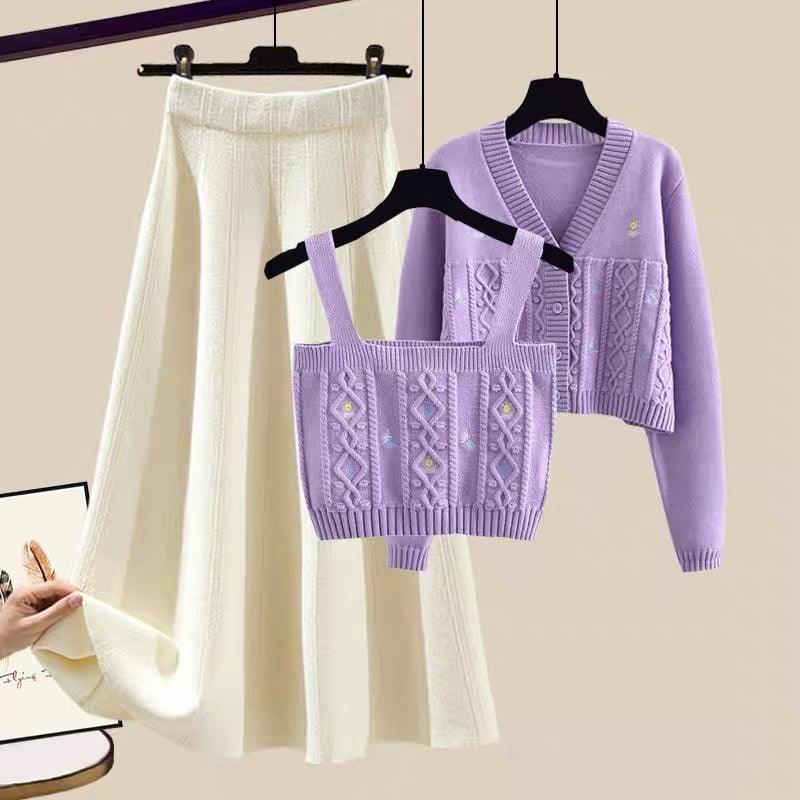 Lilac Mist Woolen 3 Pc Coord Set In Purple and Purple - Image 2
