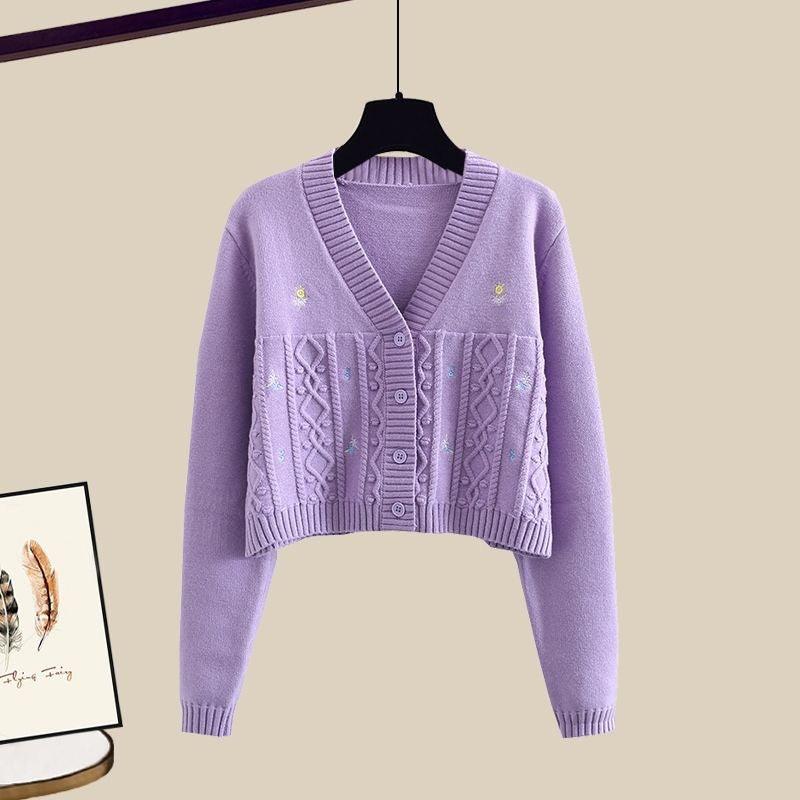 Lilac Mist Woolen 3 Pc Coord Set In Purple and Purple - Image 5