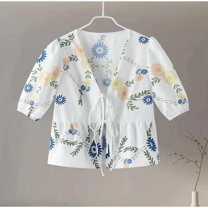 Lira Floral Vest Knot Summer Tops - Image 2