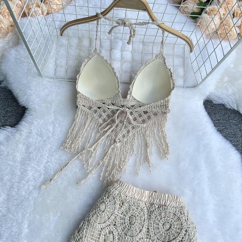 Lisa Crochet Coord Set In Beige - Image 4
