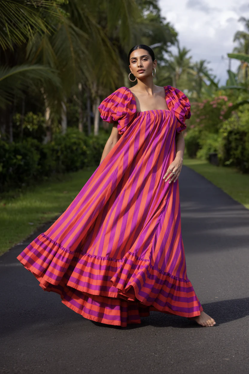 Lisba Luxury Striped Maxi Dress In Multicolor - Image 4