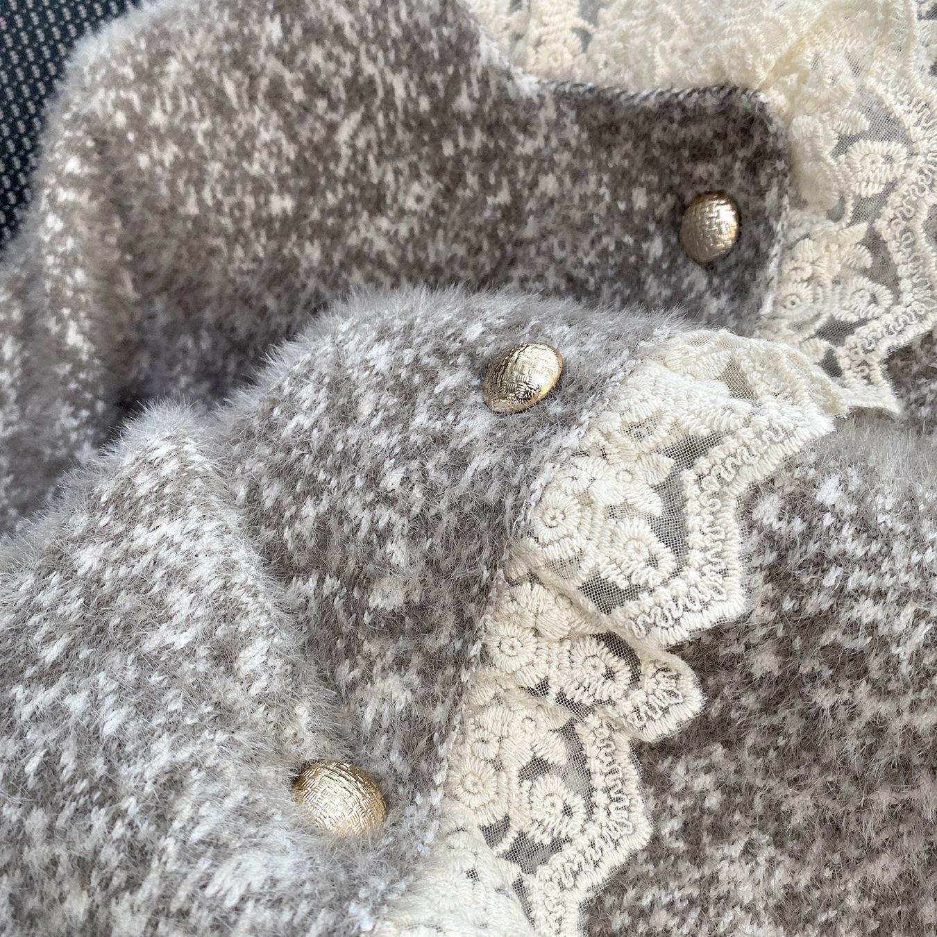 Livia Lace Winter Fur Cardigan In Grey - Image 6