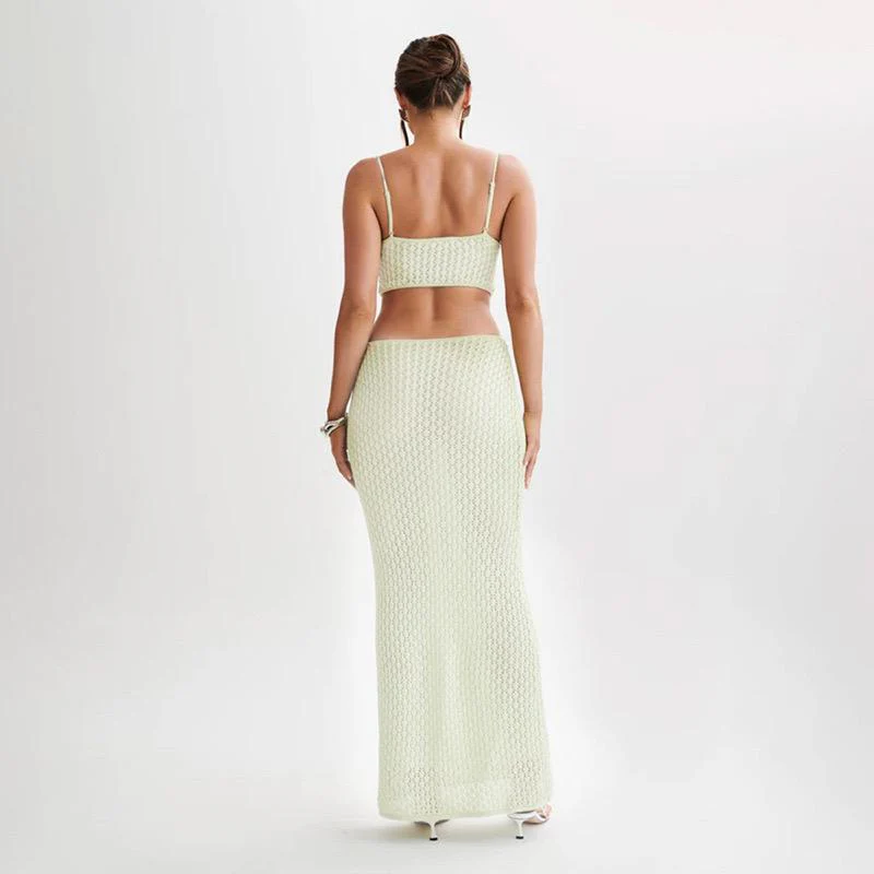 Livia Soft Knit Crochet Dress-Resortwear In Off White - Image 4