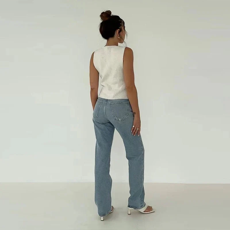 Livya Statement Vest Knot Tops in White - Image 4