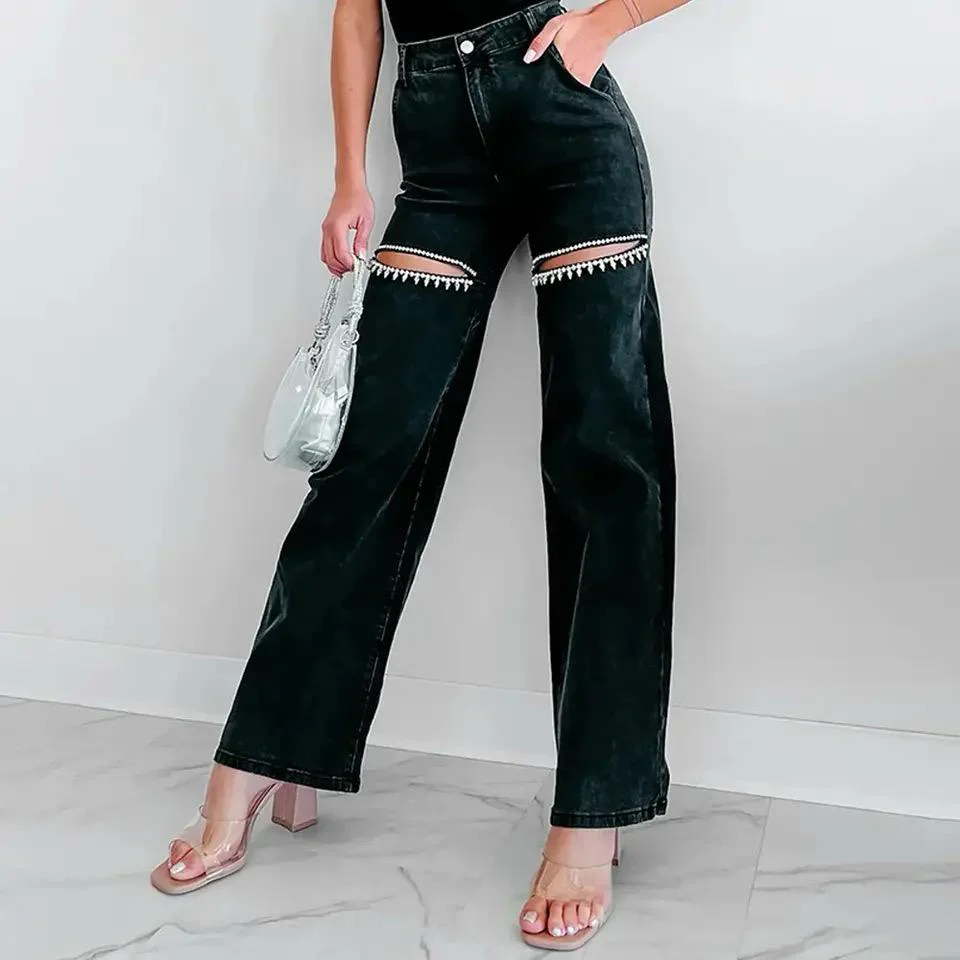Liza Rhinestone Statement Denim Jeans - Image 4