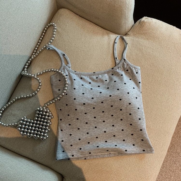 Loret Tank Tops with Inbuilt Bra In Grey - Image 2