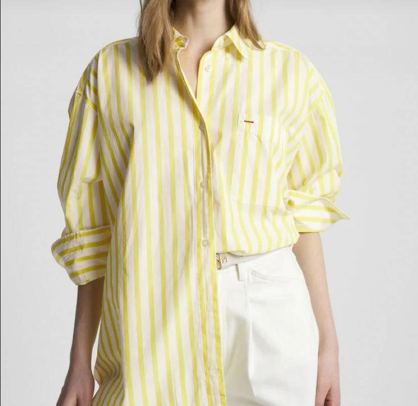Lotus Striped Summer Oversized Shirt In Green - Image 6