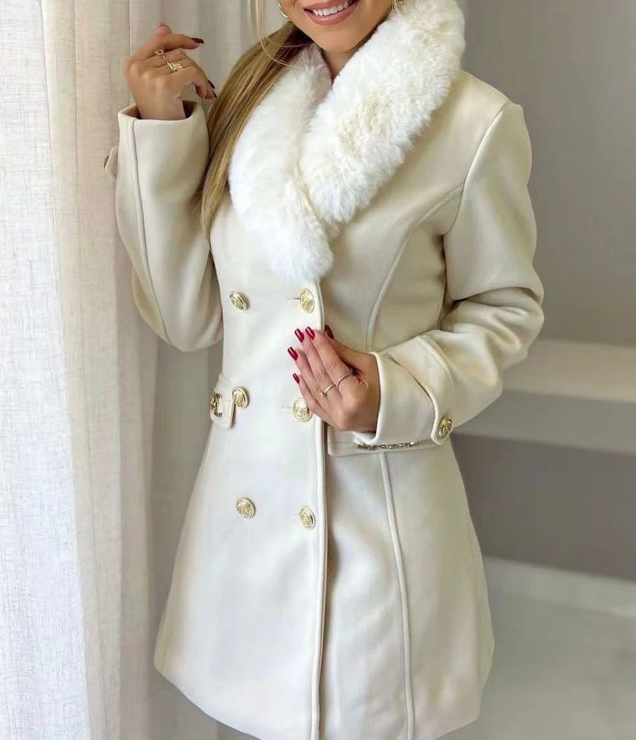 Louis Fur Detailed Double Breasted Overcoat - Image 2