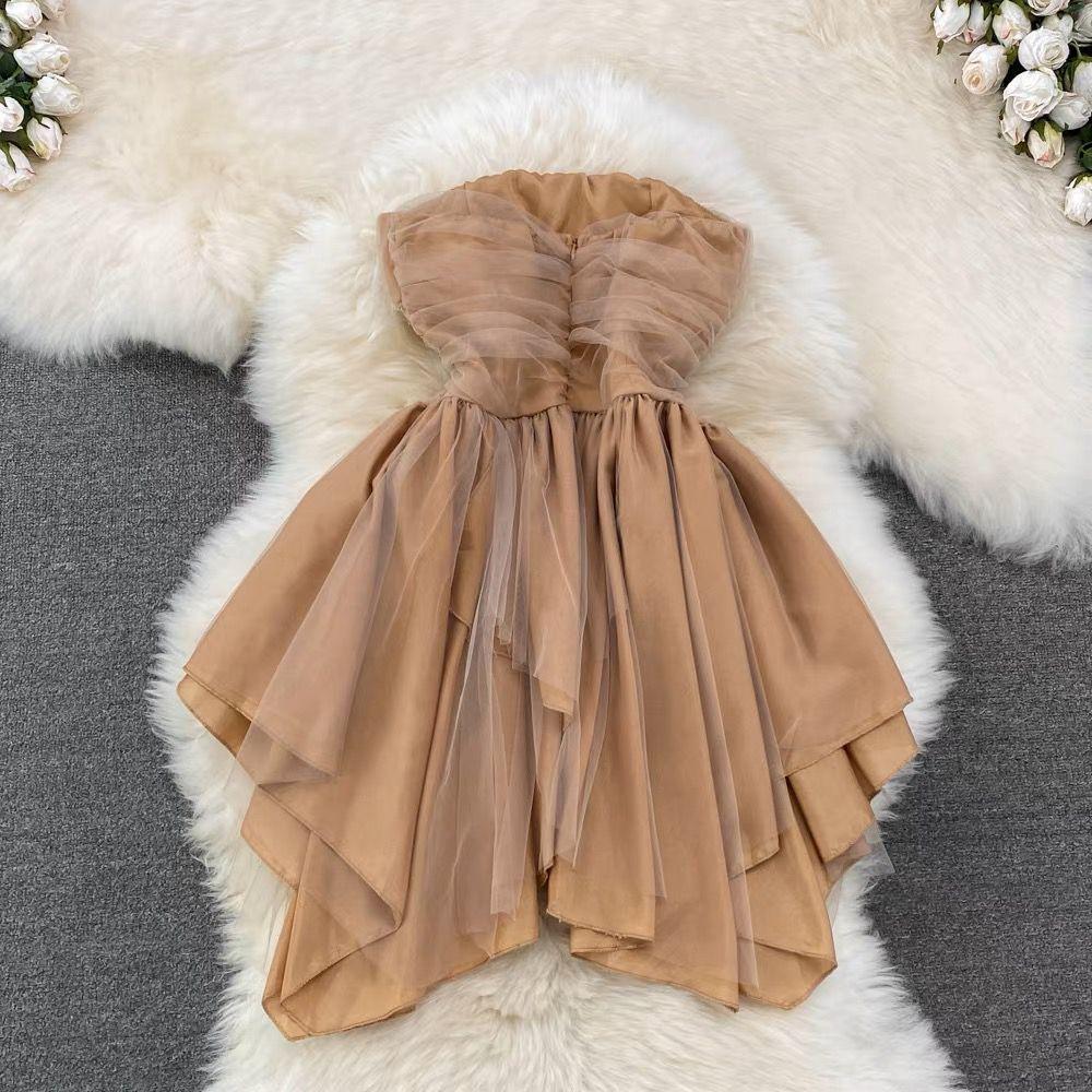 Louisa Mesh Detail Dress In Brown - Image 2