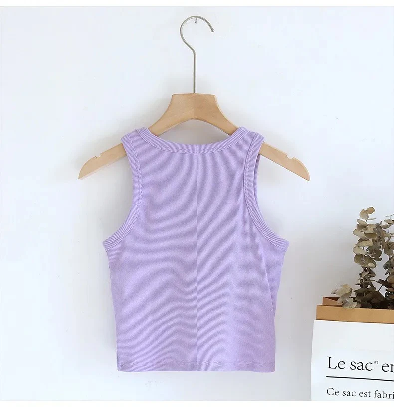 Luked Tank Tops with Inbuilt Bra In Lilac - Image 5