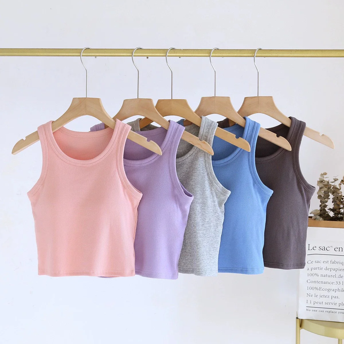 Luked Tank Tops with Inbuilt Bra In Lilac - Image 7
