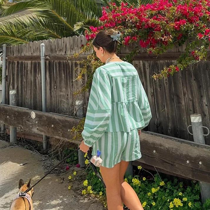 Lumina Striped Summer Coord In Green - Image 2