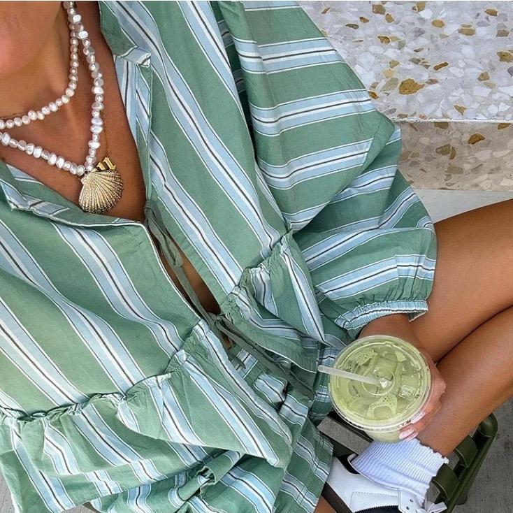 Lumina Striped Summer Coord In Green - Image 3