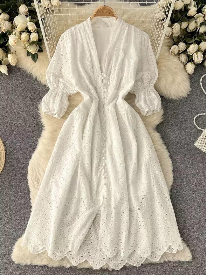 Luna Summer Cotton Eyelet Dress - Image 2