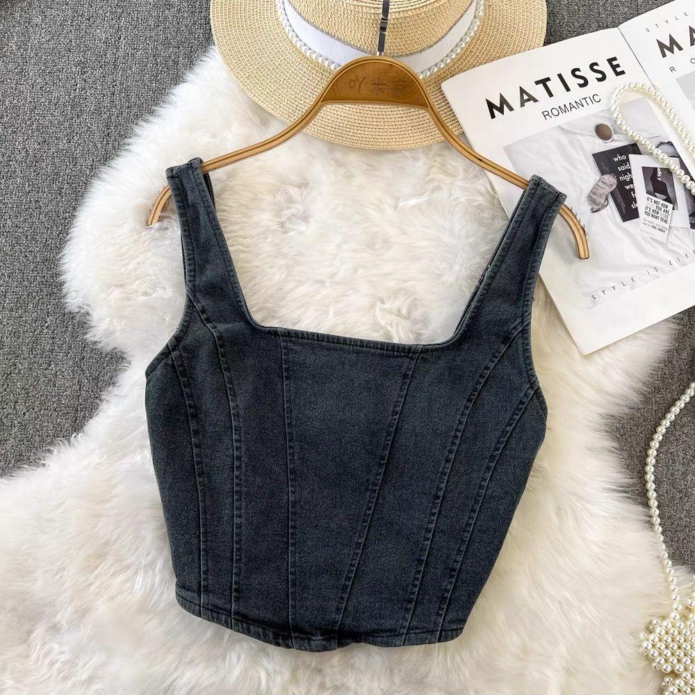 Lyubov Denim Crop Tops - Image 3