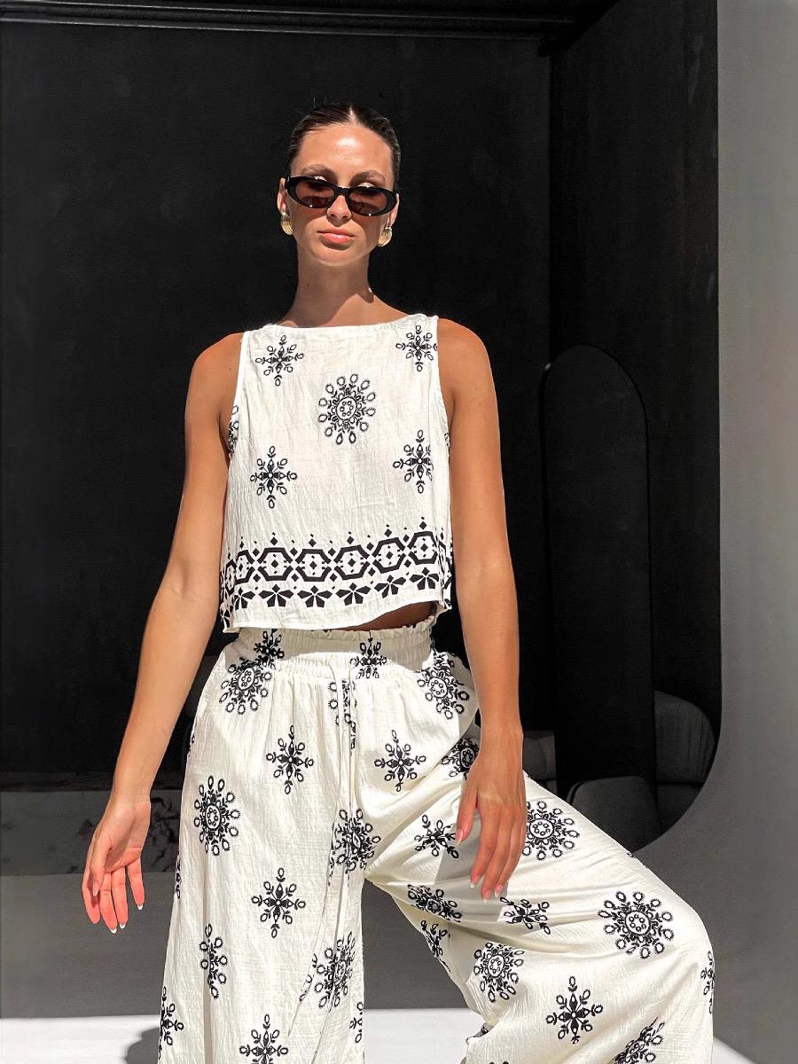 Mabel Statement Holiday Coord Set In Ivory - Image 3