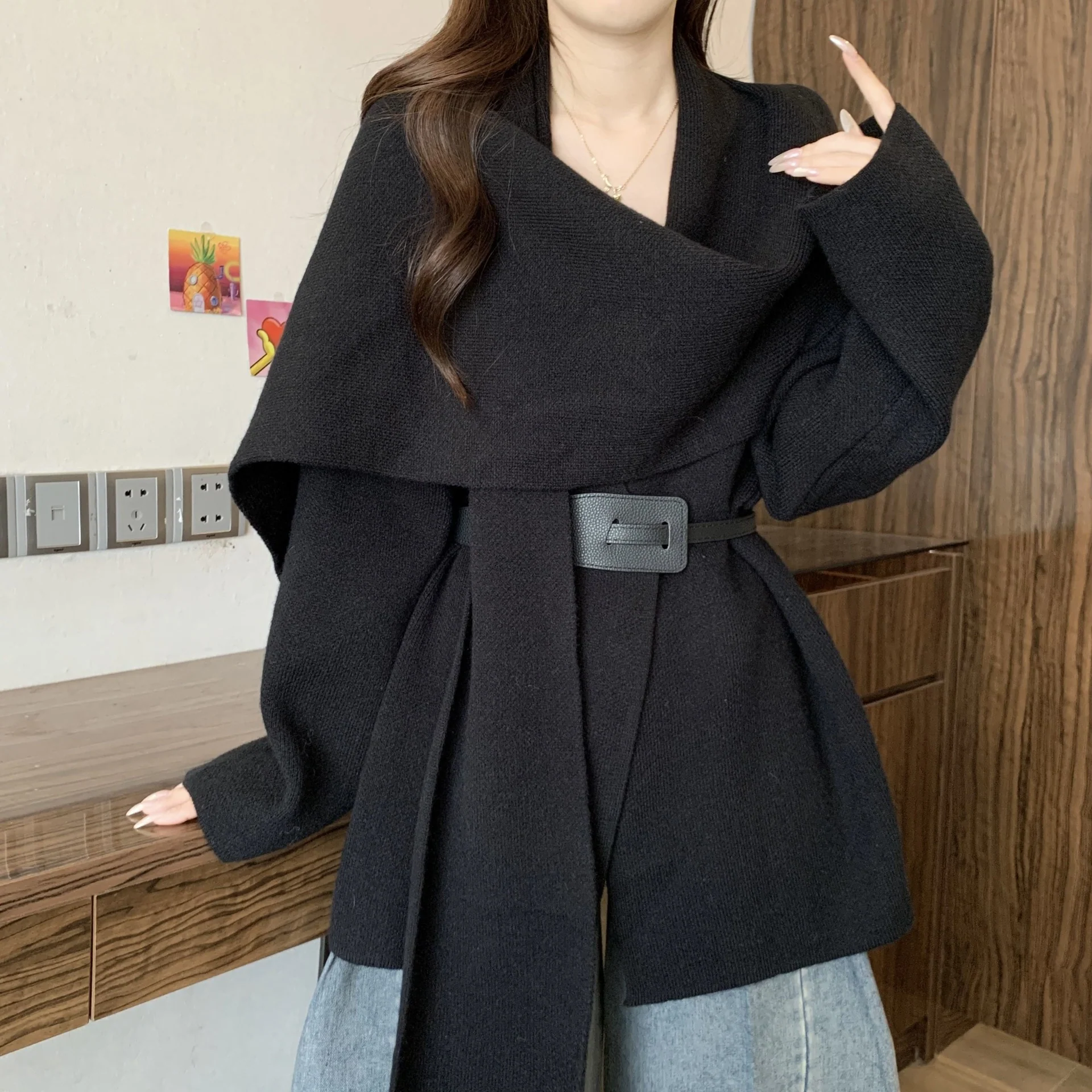 Maddox Luxe Winter Cape With Belt - Image 6